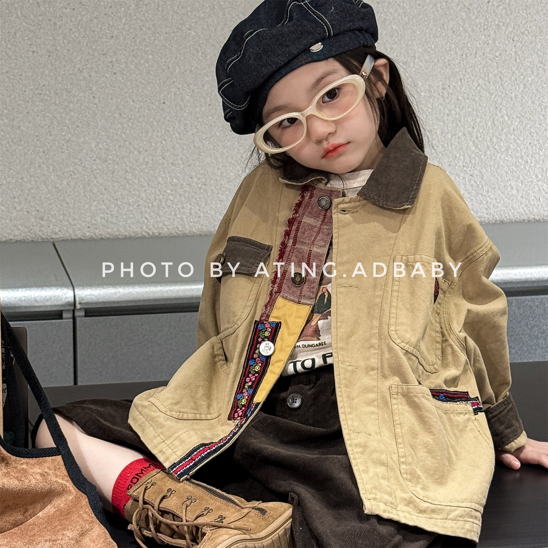 ショートコート・ジャケット・ジャンパー パッチワーク襟付きジャケットコート【mh0010616】