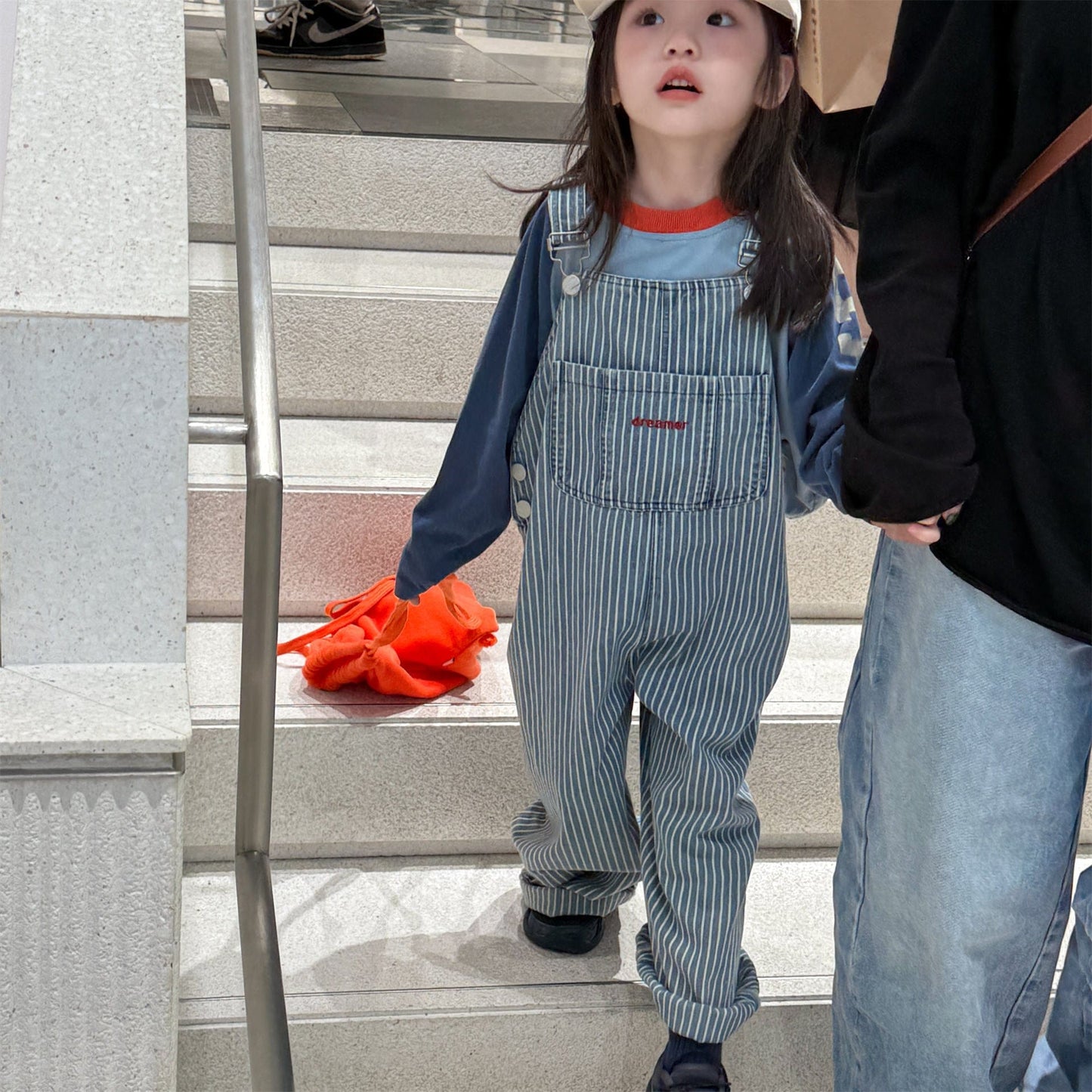 オーバーオール ストライプ/ドットビッグシルエットオーバーオール【mh0010618】