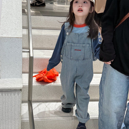 オーバーオール ストライプ/ドットビッグシルエットオーバーオール【mh0010618】