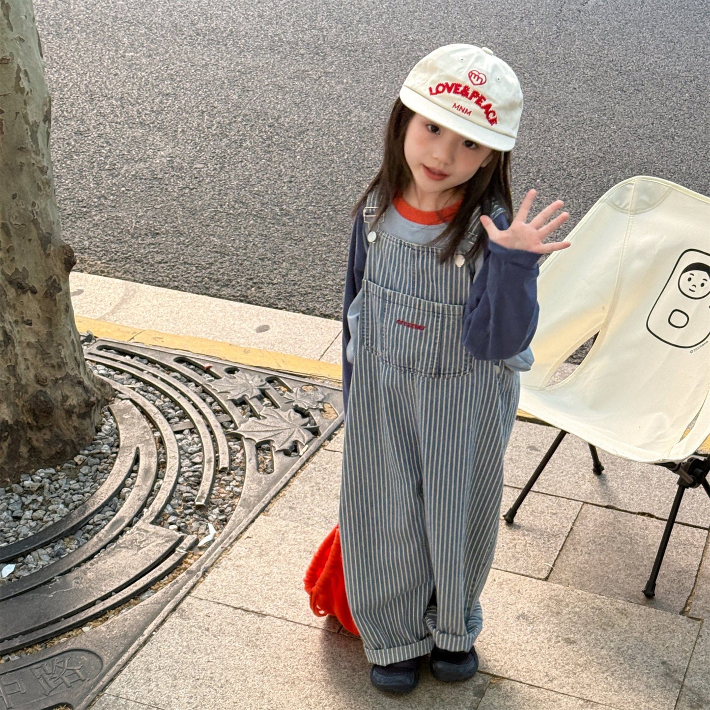 オーバーオール ストライプ/ドットビッグシルエットオーバーオール【mh0010618】