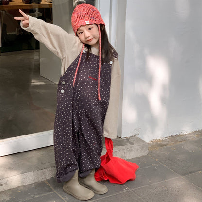 オーバーオール ストライプ/ドットビッグシルエットオーバーオール【mh0010618】