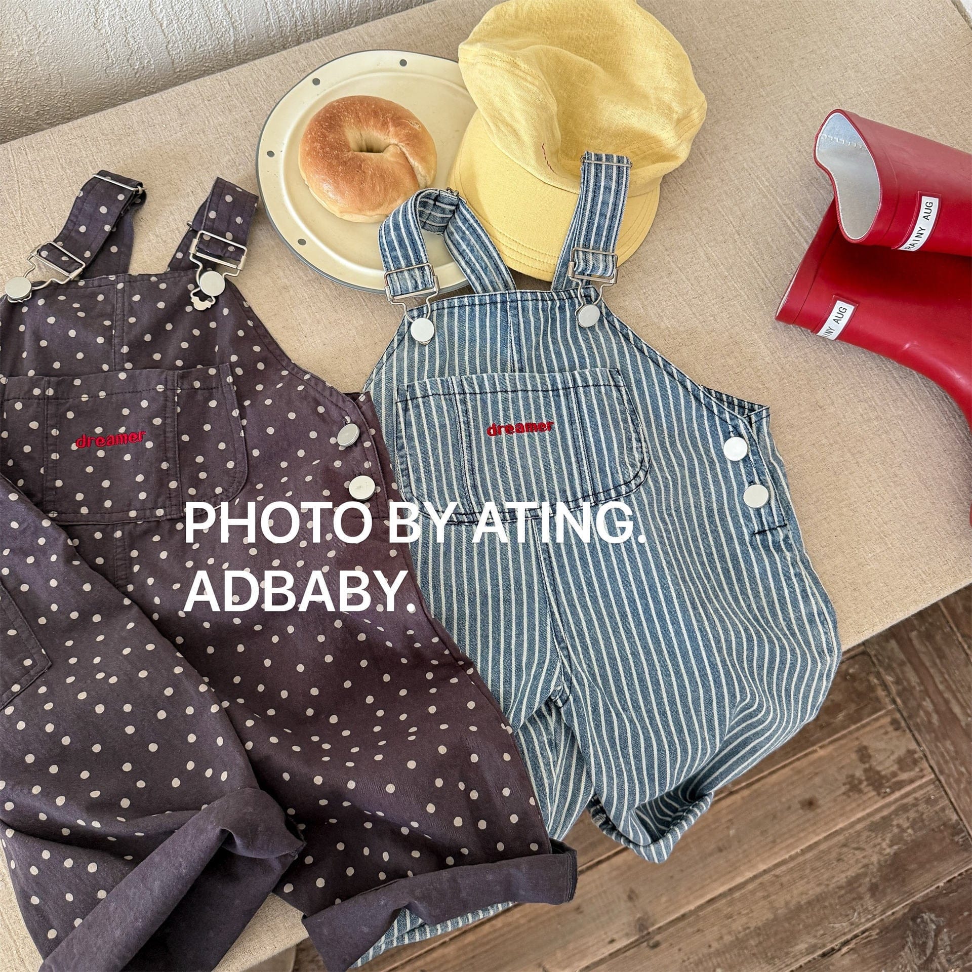 オーバーオール ストライプ/ドットビッグシルエットオーバーオール【mh0010618】