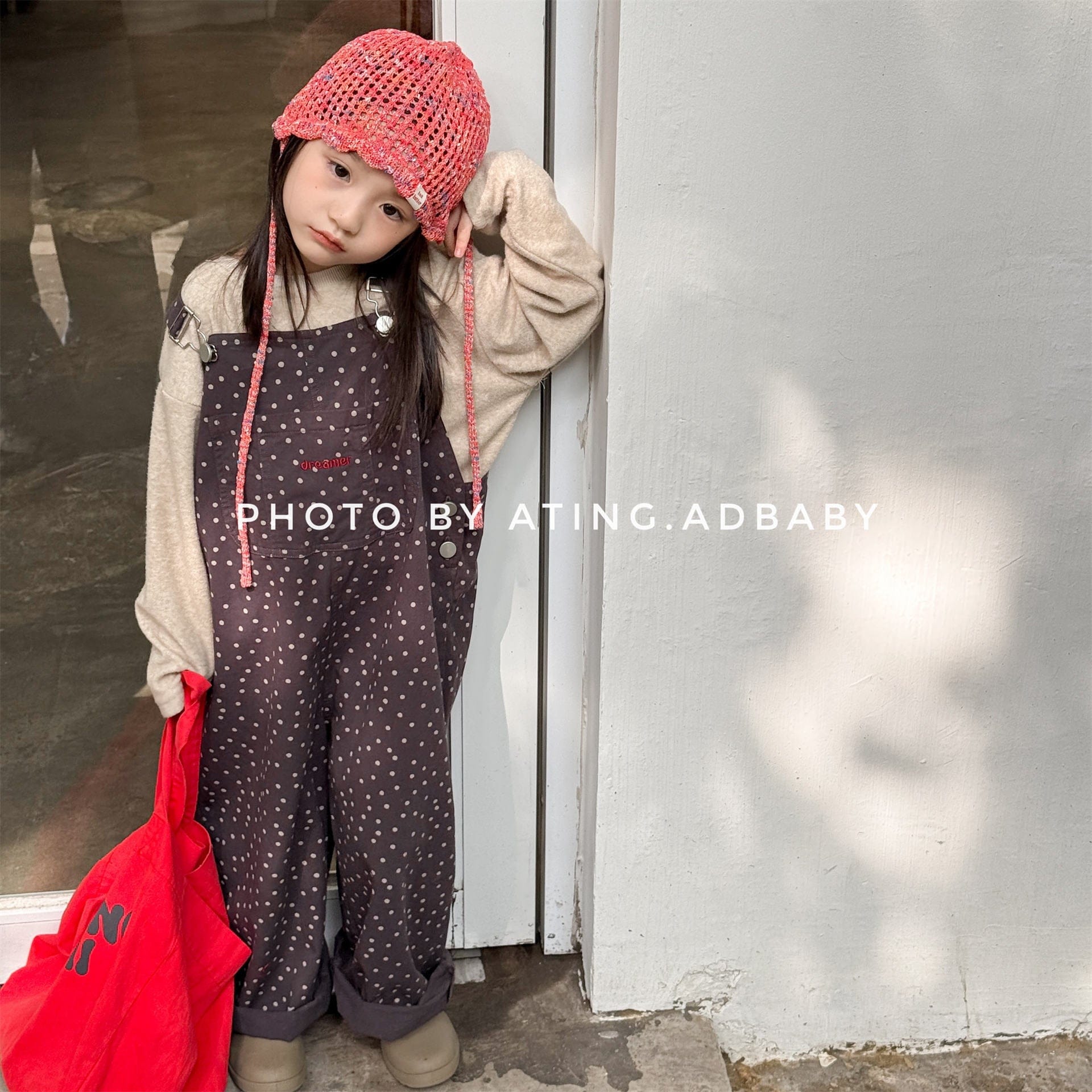 オーバーオール ストライプ/ドットビッグシルエットオーバーオール【mh0010618】