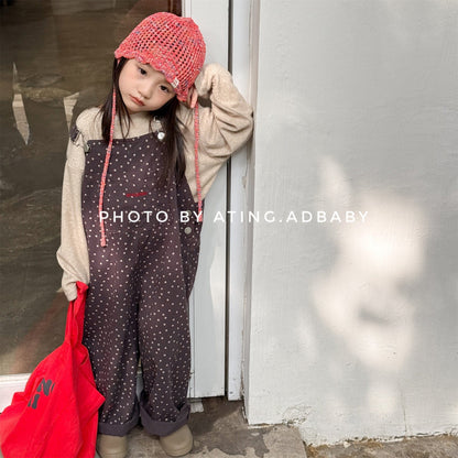 オーバーオール ストライプ/ドットビッグシルエットオーバーオール【mh0010618】