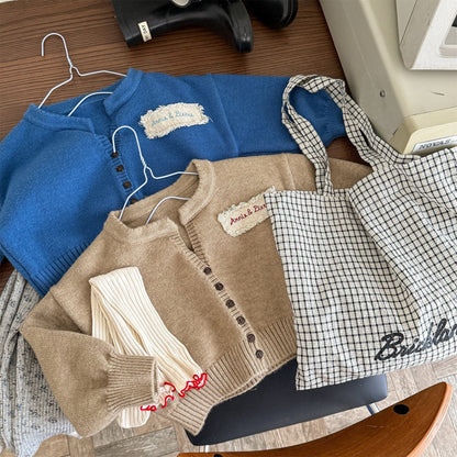 カーディガン・パーカー フリルアップリケニット長袖カーディガンジャケット【mh0010625】