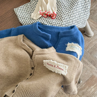 カーディガン・パーカー フリルアップリケニット長袖カーディガンジャケット【mh0010625】