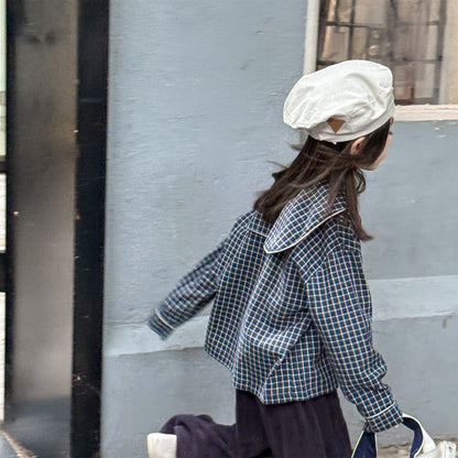 ショートコート・ジャケット・ジャンパー セーラーカラーチェックジャケット【mh0010627】