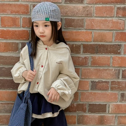 ショートコート・ジャケット・ジャンパー ハートボタンフーディ長袖シャツジャケット【mh0010629】