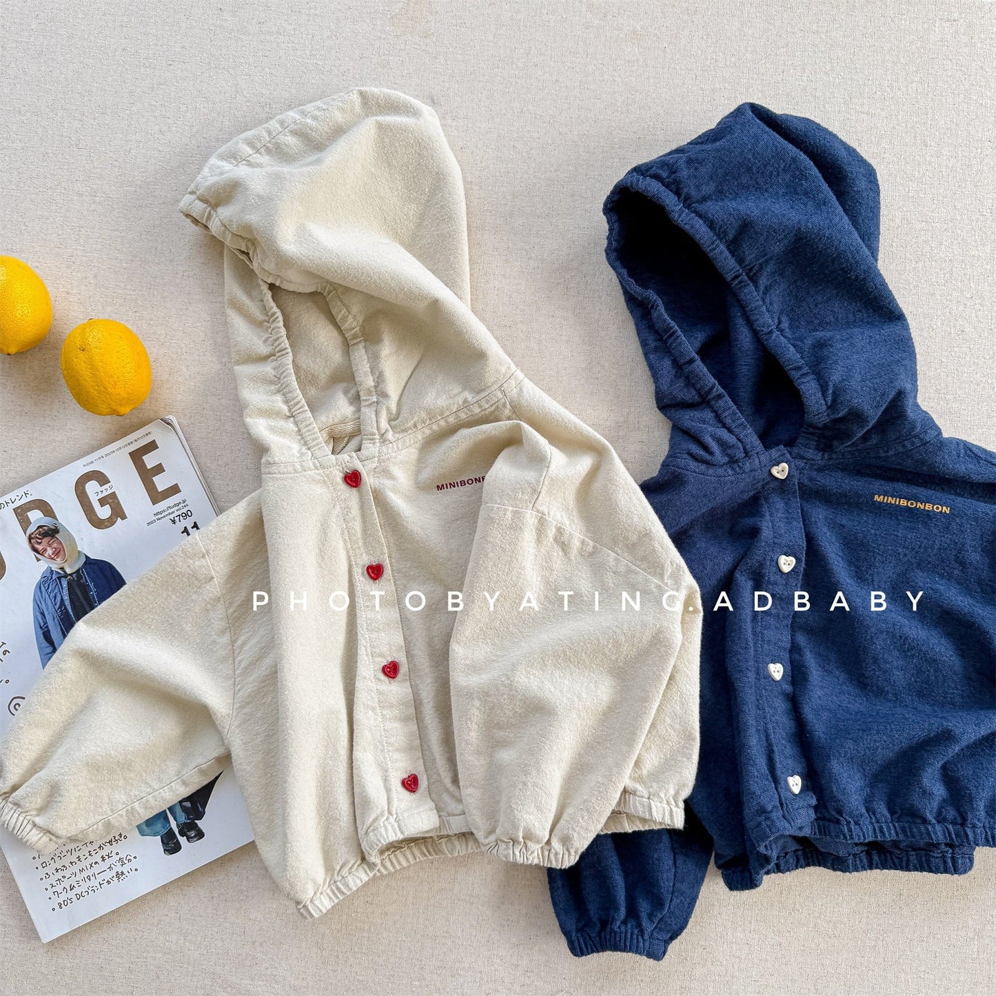 ショートコート・ジャケット・ジャンパー ハートボタンフーディ長袖シャツジャケット【mh0010629】