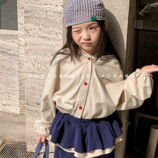 ショートコート・ジャケット・ジャンパー ハートボタンフーディ長袖シャツジャケット【mh0010629】