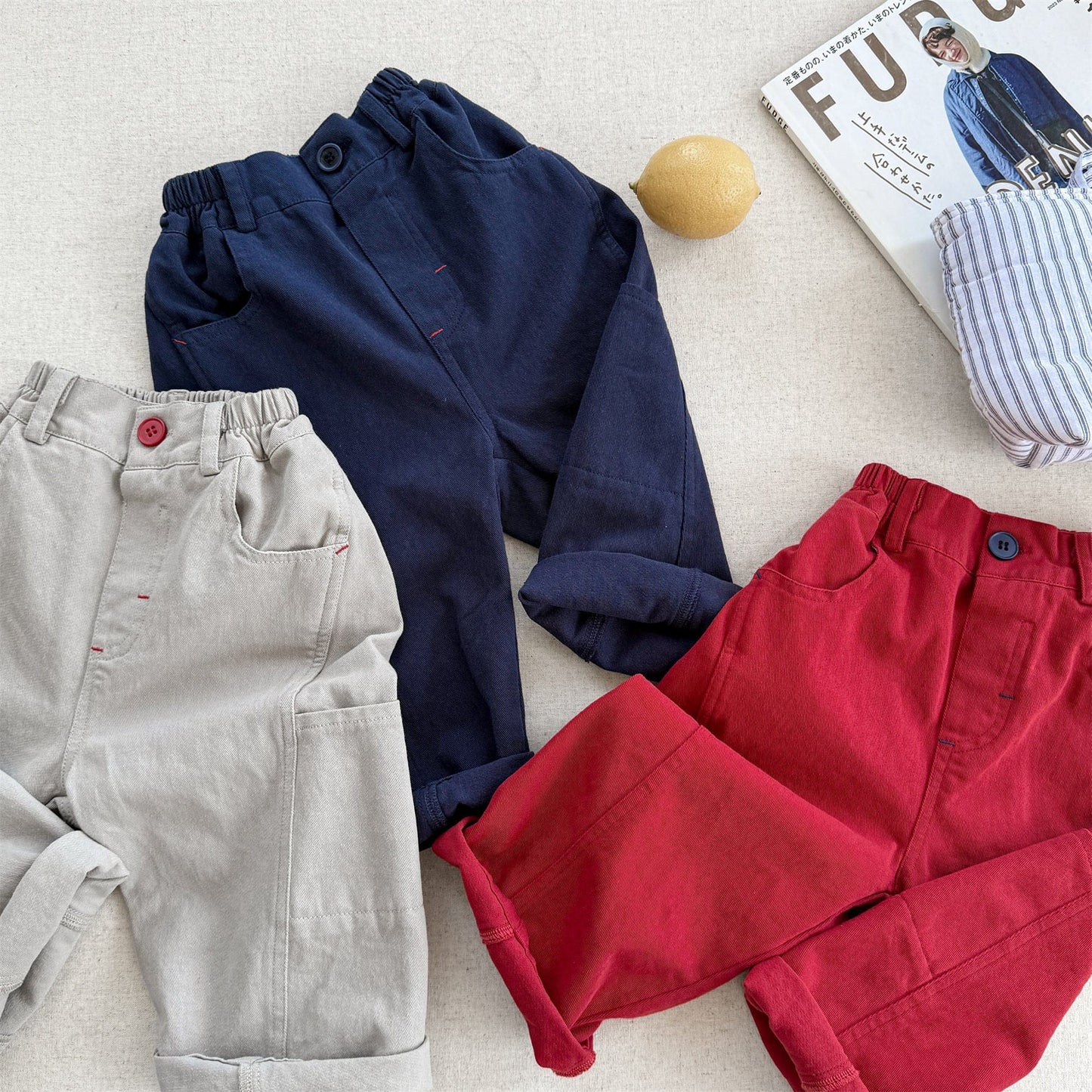 ロングパンツ・スウェットパンツ シンプルデイリーワイドルーズロングパンツ【mh0010632】