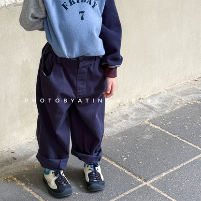 ロングパンツ・スウェットパンツ シンプルデイリーワイドルーズロングパンツ【mh0010632】