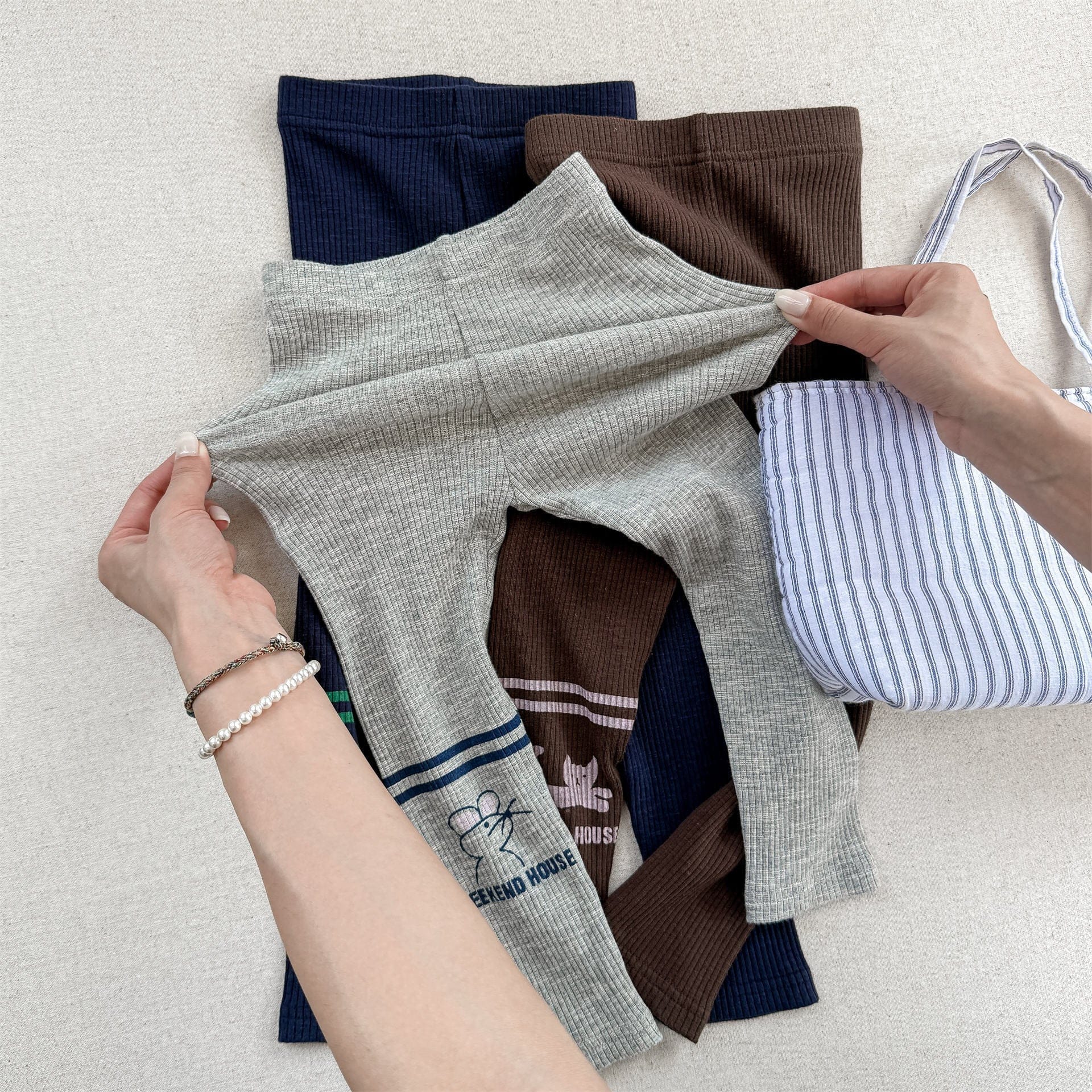 レギンスパンツ ねこ/ネズミプリントレギンスパンツ【mh0010634】