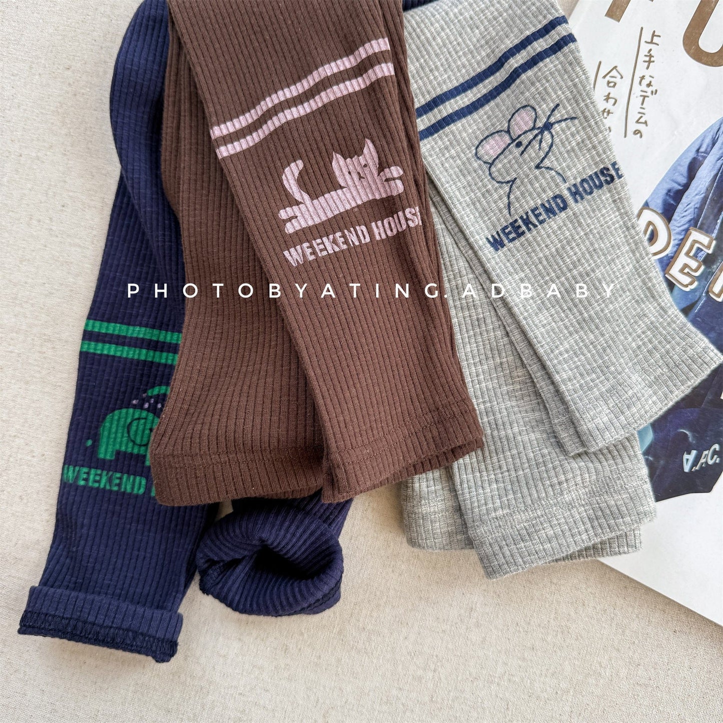 レギンスパンツ ねこ/ネズミプリントレギンスパンツ【mh0010634】