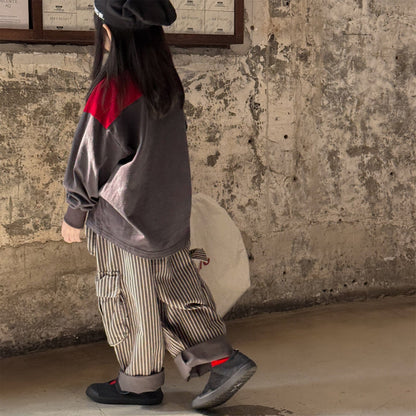 ロングパンツ・スウェットパンツ ワンポイント刺繍ストライプ/無地ワイドルーズカーゴパンツ【mh0010637】