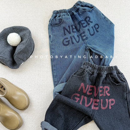 デニムパンツ レターロゴプリントルーズストレートデニムパンツジーンズ【mh0010638】