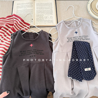 ノースリーブジャンプスーツ レターロゴプリントノースリーブワイドタックパンツジャンプスーツ【mh0010639】