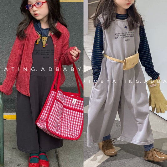 ノースリーブジャンプスーツ レターロゴプリントノースリーブワイドタックパンツジャンプスーツ【mh0010639】