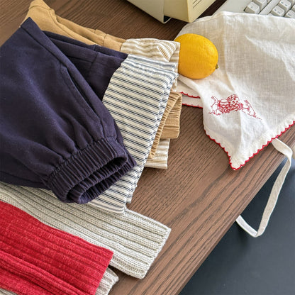 ロングパンツ・スウェットパンツ ストライプロールアップワイドルーズストレートパンツ【mh0010641】