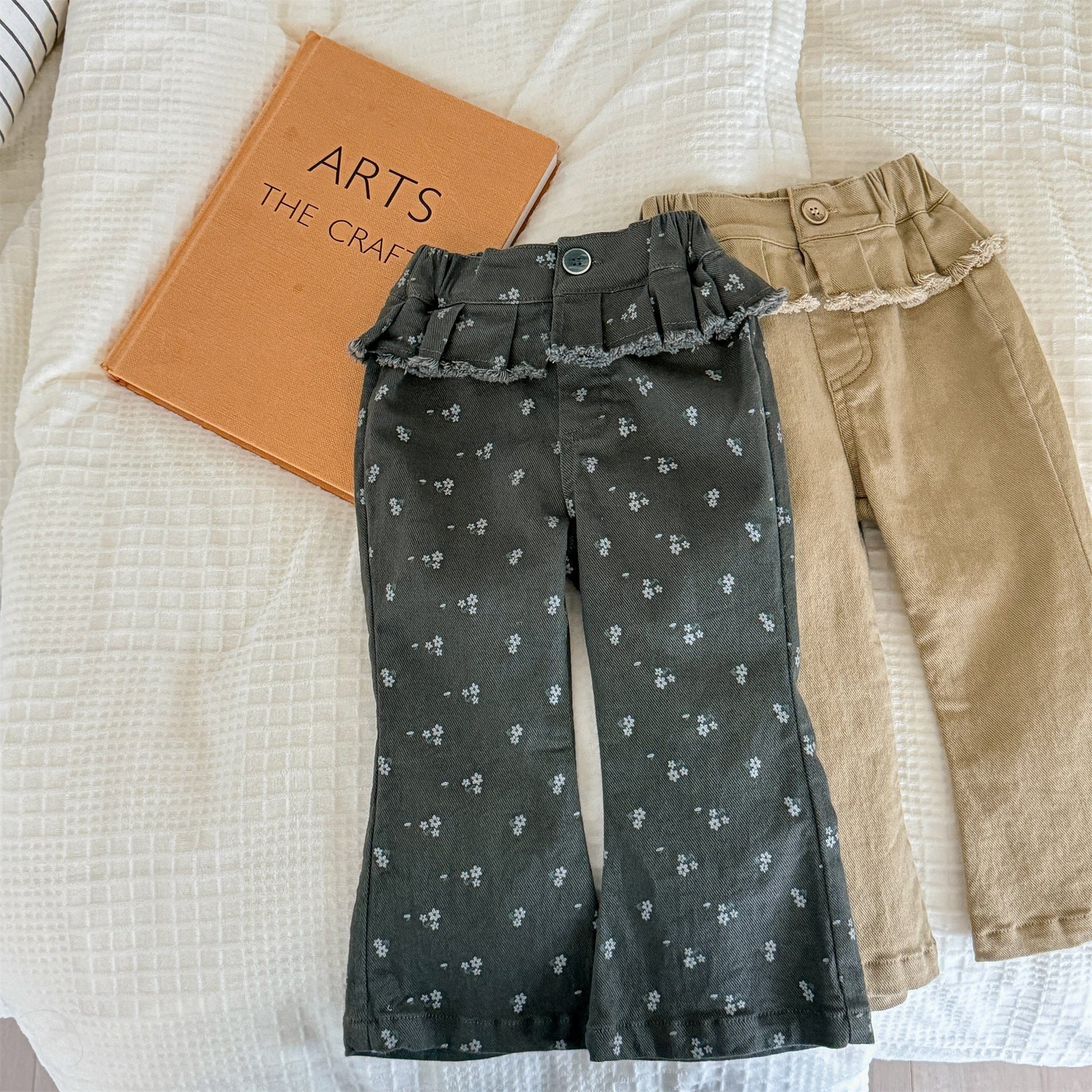 ロングパンツ・スウェットパンツ フラワー/無地フリルフレアベルボトムパンツ【mh0010642】