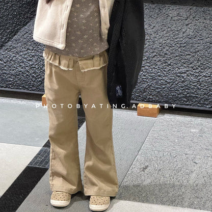 ロングパンツ・スウェットパンツ フラワー/無地フリルフレアベルボトムパンツ【mh0010642】