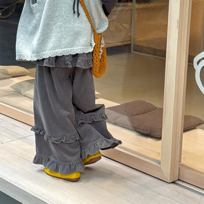 ロングパンツ・スウェットパンツ ティアードフリルワイドルーズロングパンツ【mh0010643】