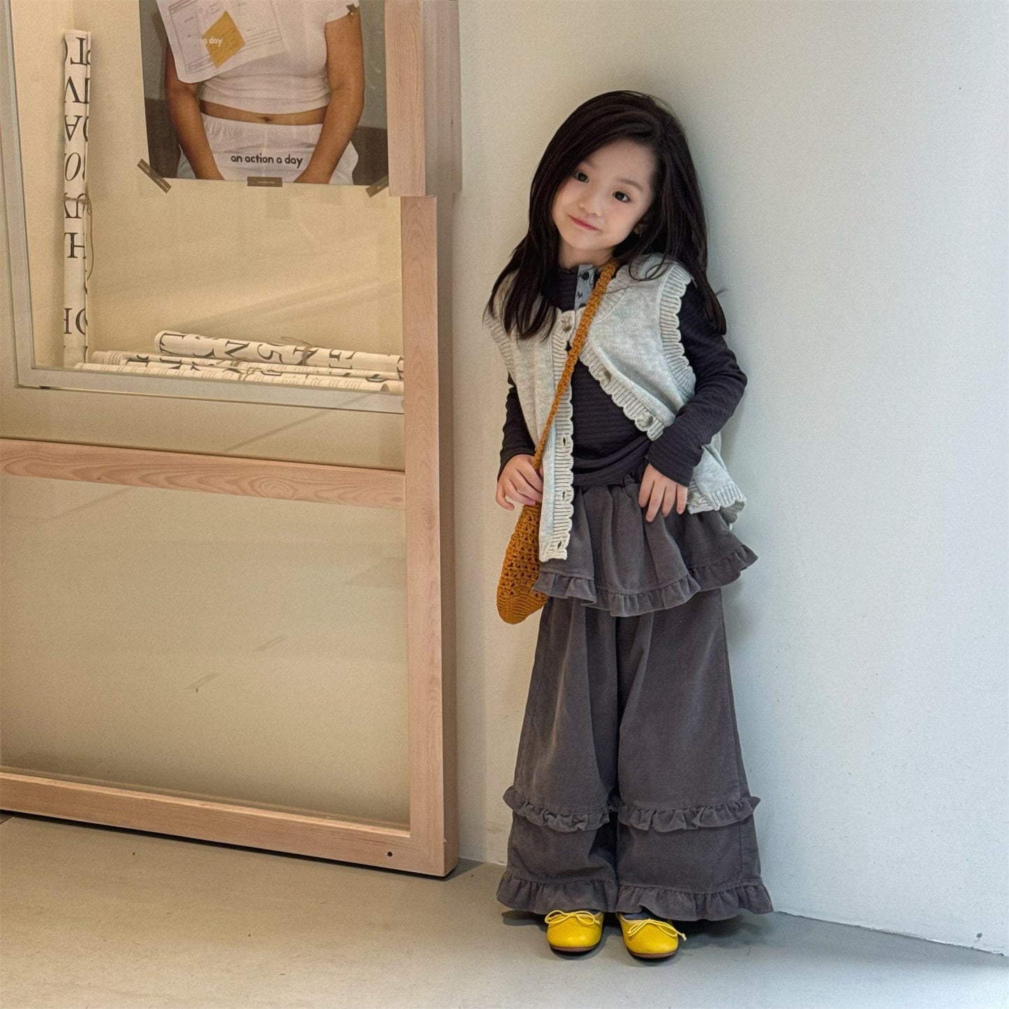 ロングパンツ・スウェットパンツ ティアードフリルワイドルーズロングパンツ【mh0010643】