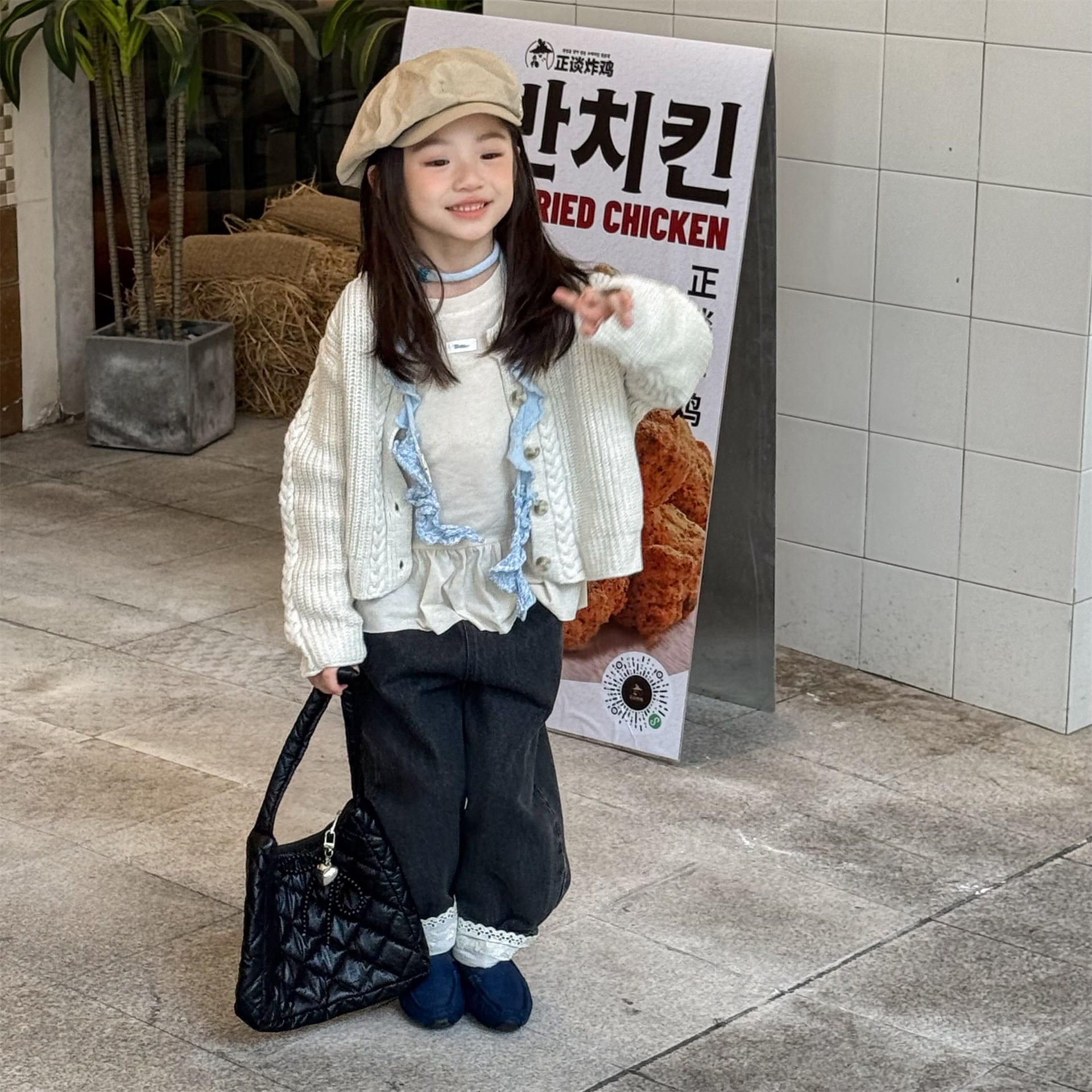 デニムパンツ 裾レース付きデニムパンツ ジーンズ【mh0010805】