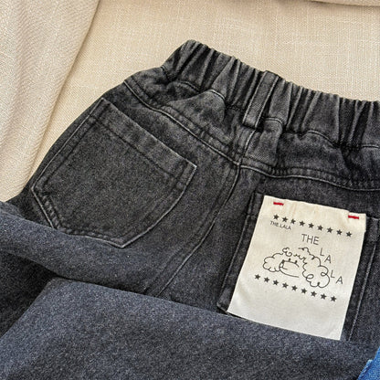 デニムパンツ キャラクタープリントポケットデニムパンツ ワイドパンツ【mh0010808】