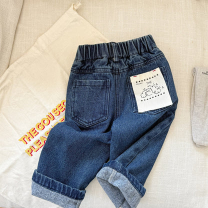 デニムパンツ キャラクタープリントポケットデニムパンツ ワイドパンツ【mh0010808】
