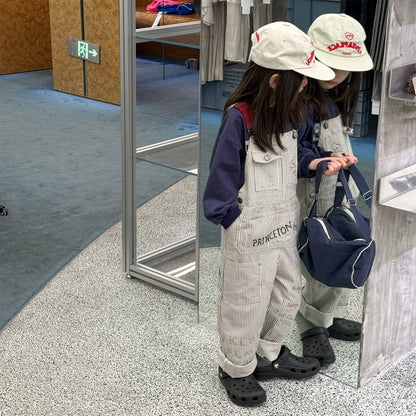 オーバーオール レターロゴ刺繍デニムオーバーオール サロペット【mh0010816】