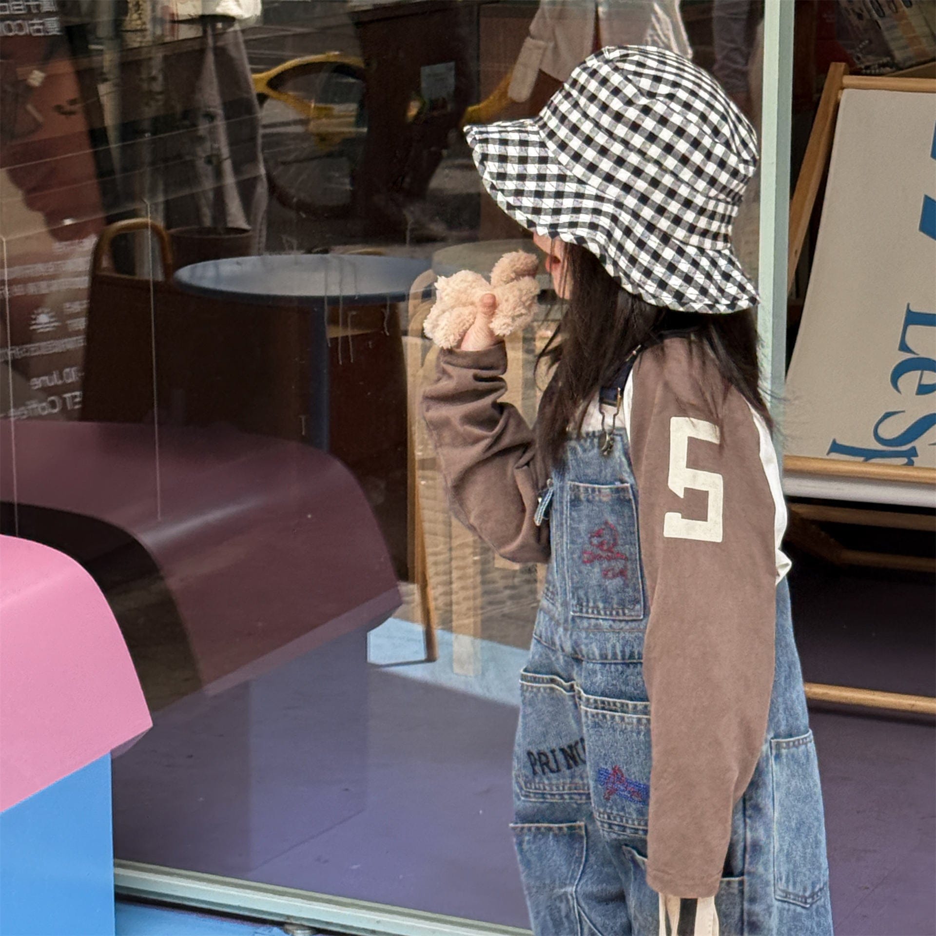 オーバーオール レターロゴ刺繍デニムオーバーオール サロペット【mh0010816】