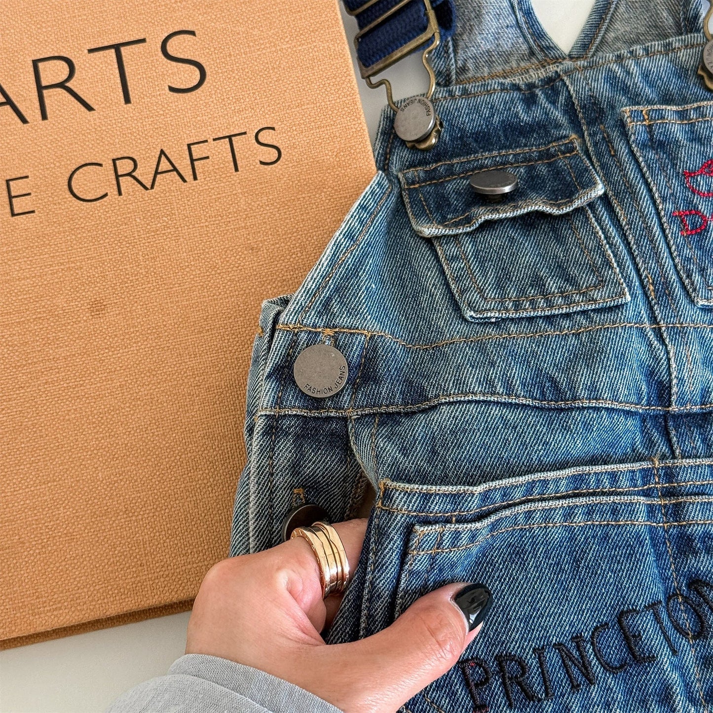 オーバーオール レターロゴ刺繍デニムオーバーオール サロペット【mh0010816】