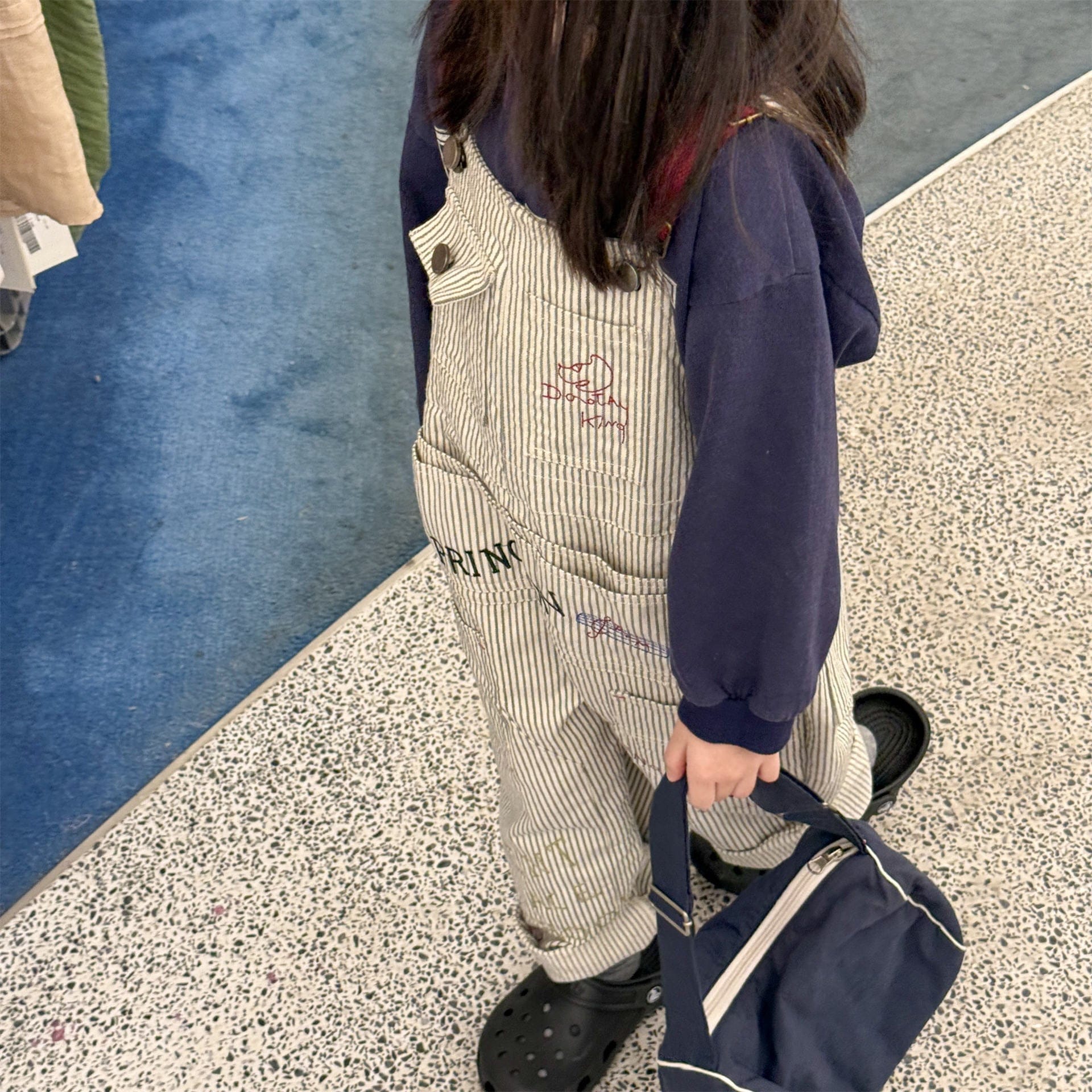 オーバーオール レターロゴ刺繍デニムオーバーオール サロペット【mh0010816】