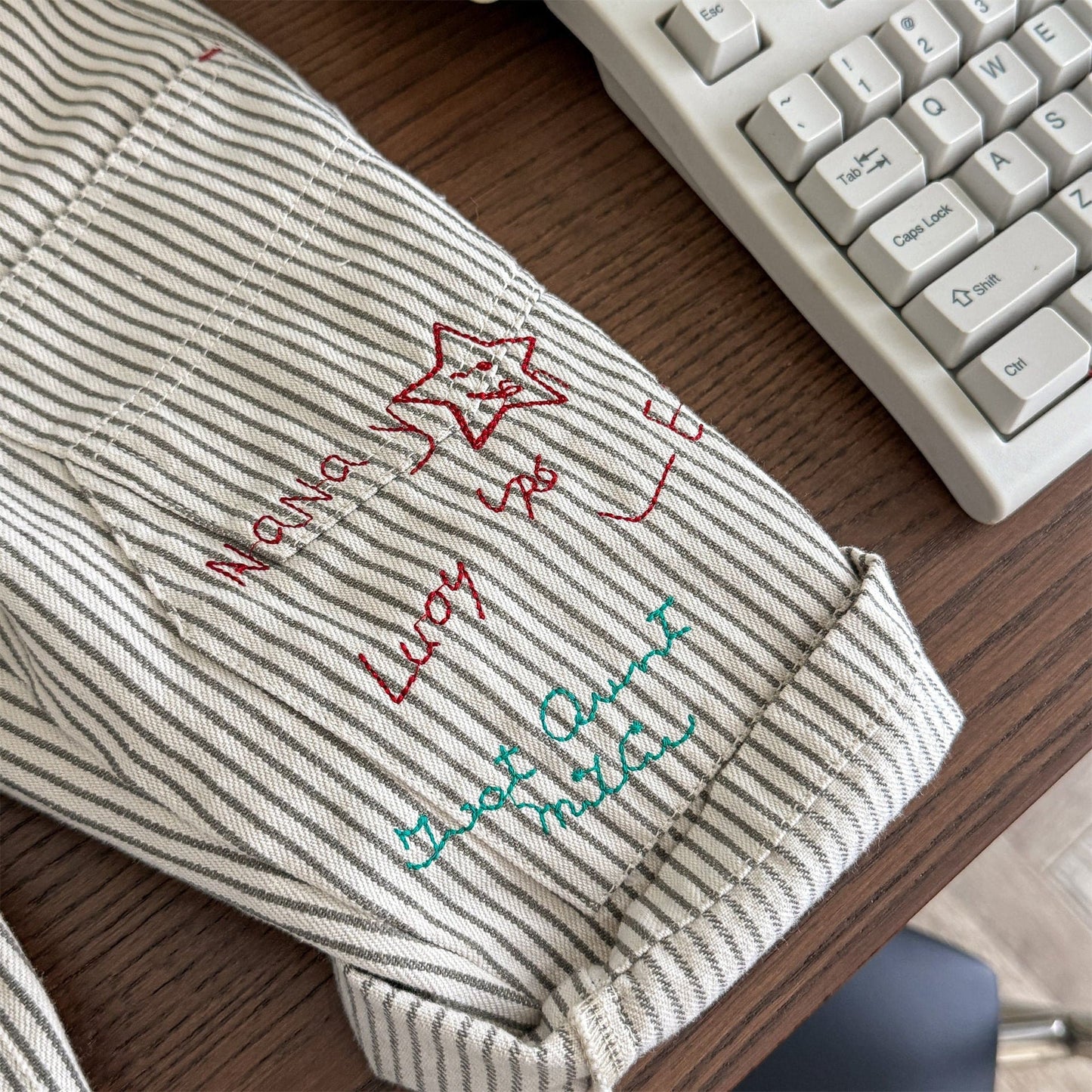 オーバーオール レターロゴ刺繍デニムオーバーオール サロペット【mh0010816】