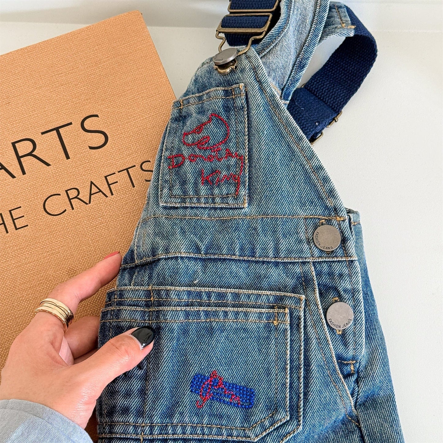 オーバーオール レターロゴ刺繍デニムオーバーオール サロペット【mh0010816】