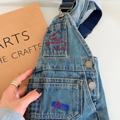 オーバーオール レターロゴ刺繍デニムオーバーオール サロペット【mh0010816】