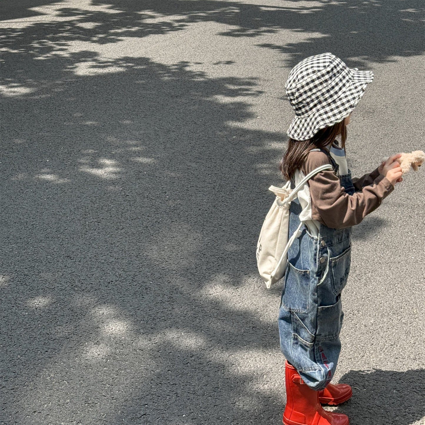 オーバーオール レターロゴ刺繍デニムオーバーオール サロペット【mh0010816】