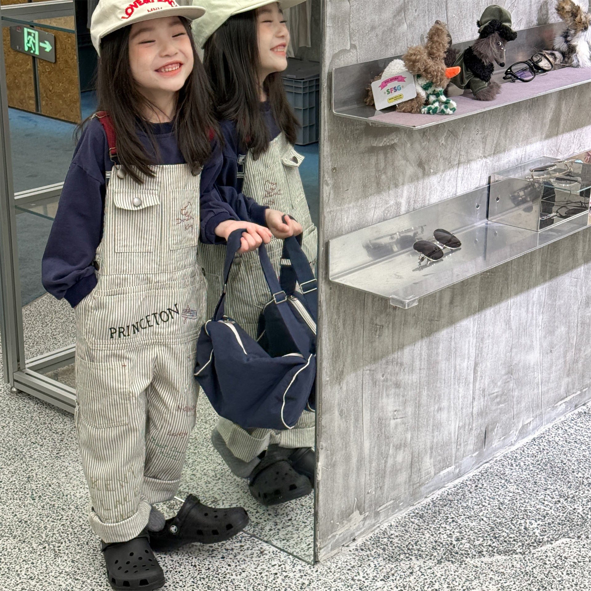 オーバーオール レターロゴ刺繍デニムオーバーオール サロペット【mh0010816】