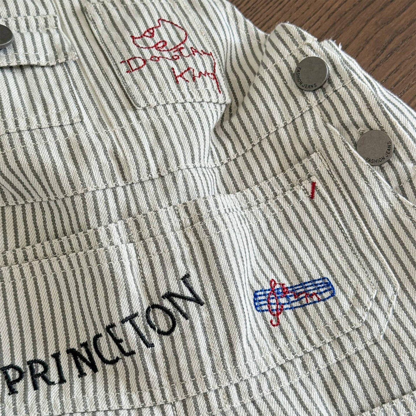 オーバーオール レターロゴ刺繍デニムオーバーオール サロペット【mh0010816】