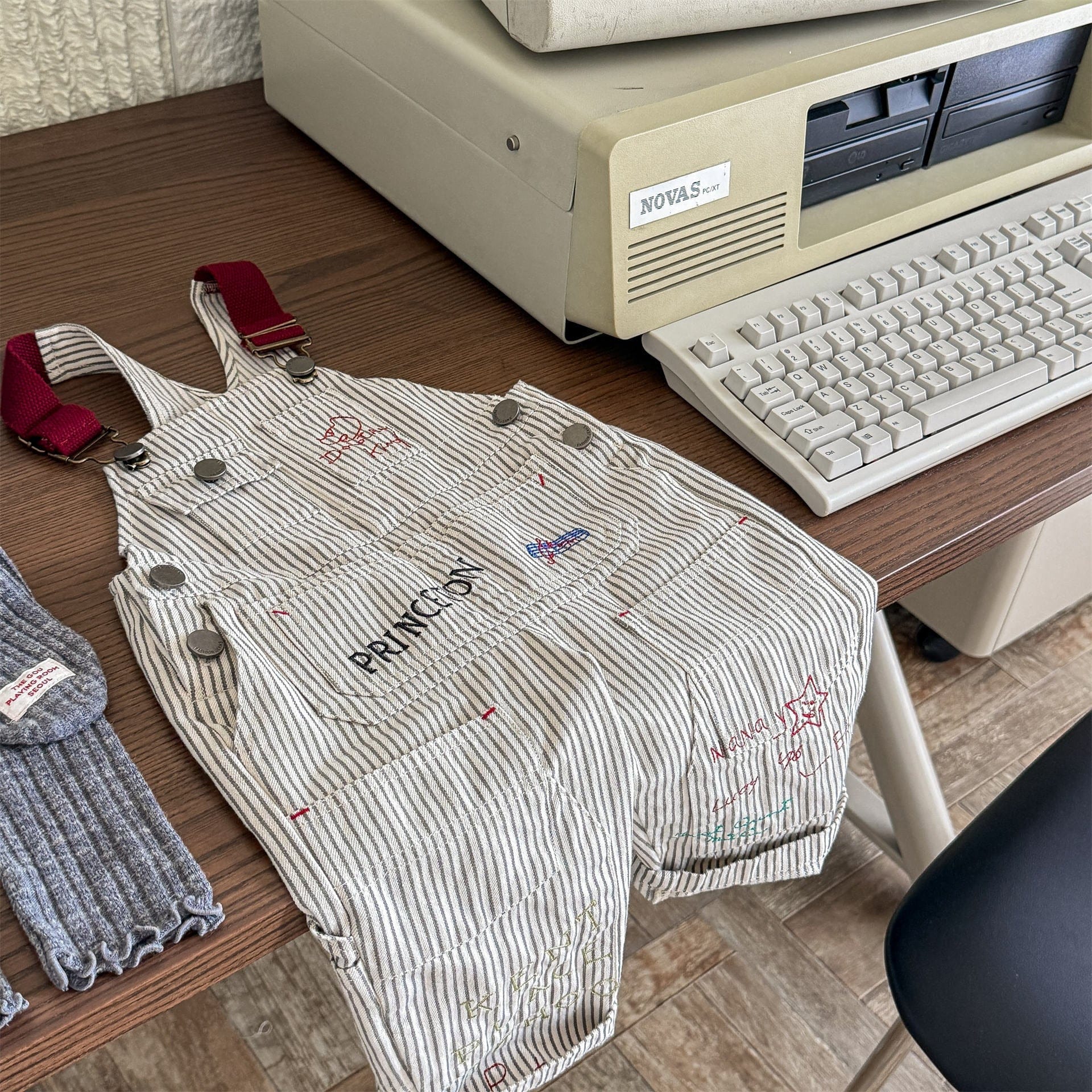 オーバーオール レターロゴ刺繍デニムオーバーオール サロペット【mh0010816】