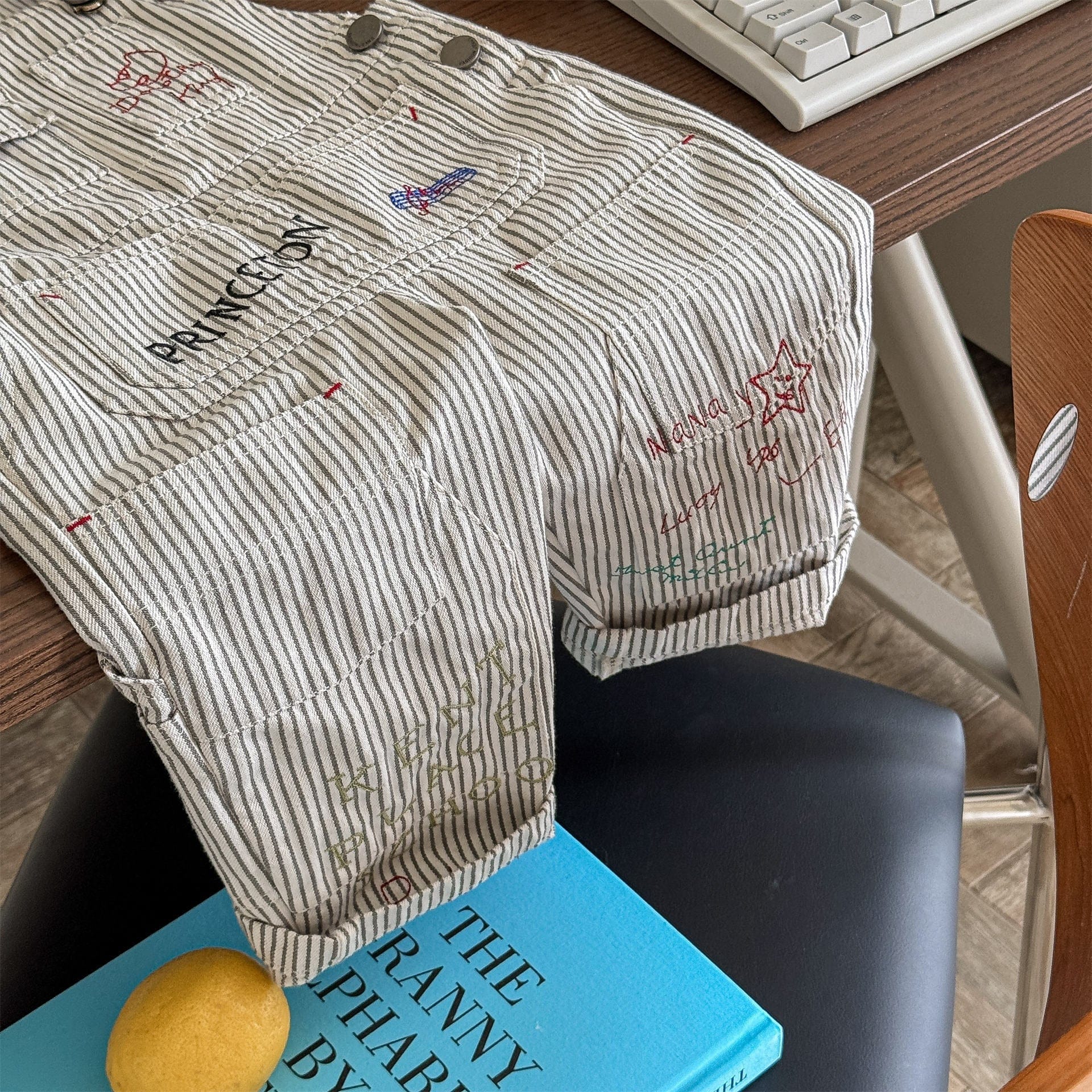 オーバーオール レターロゴ刺繍デニムオーバーオール サロペット【mh0010816】