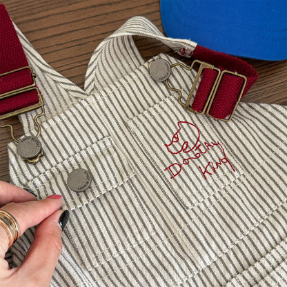 オーバーオール レターロゴ刺繍デニムオーバーオール サロペット【mh0010816】