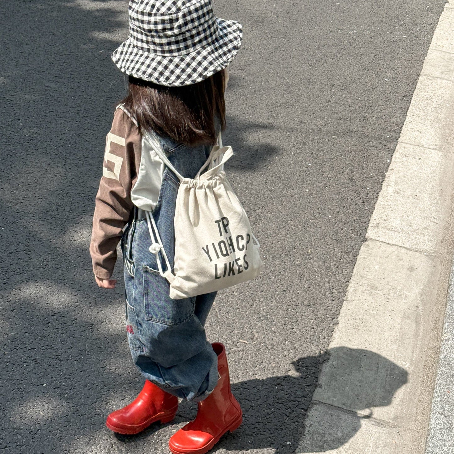 オーバーオール レターロゴ刺繍デニムオーバーオール サロペット【mh0010816】