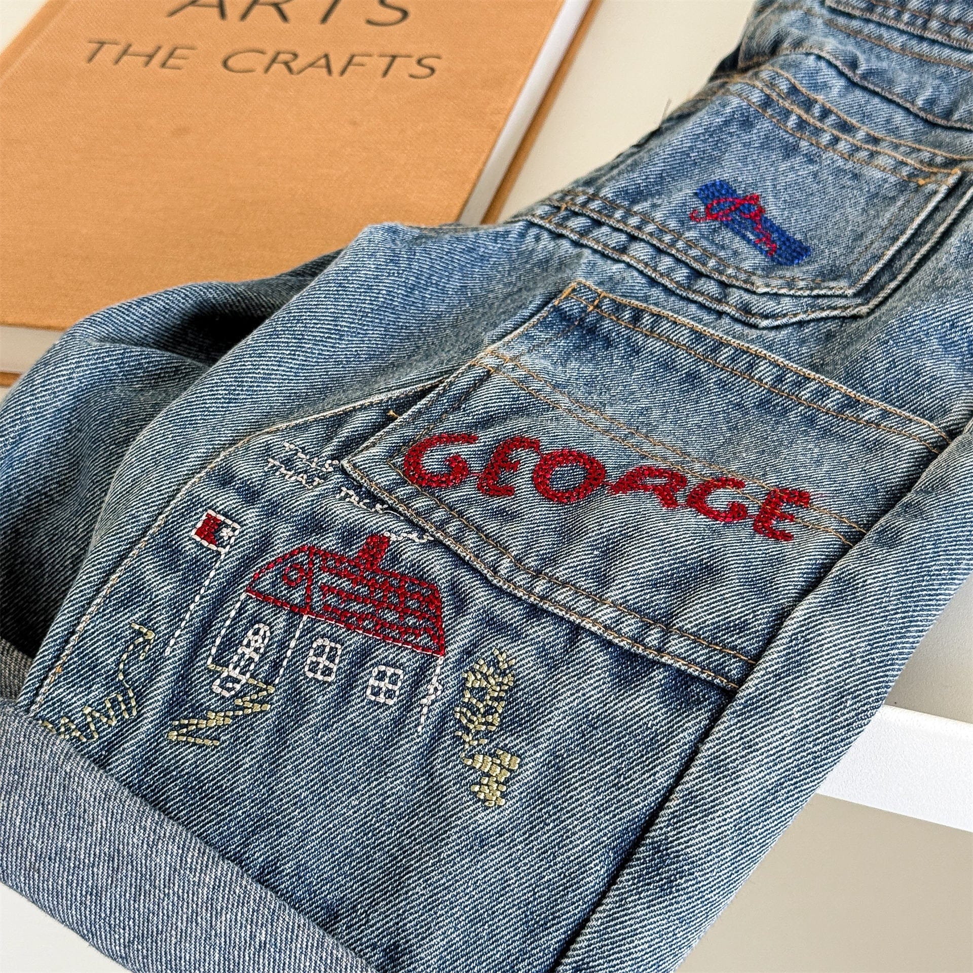 オーバーオール レターロゴ刺繍デニムオーバーオール サロペット【mh0010816】