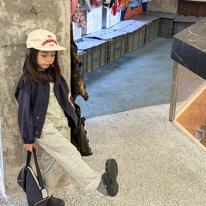 オーバーオール レターロゴ刺繍デニムオーバーオール サロペット【mh0010816】