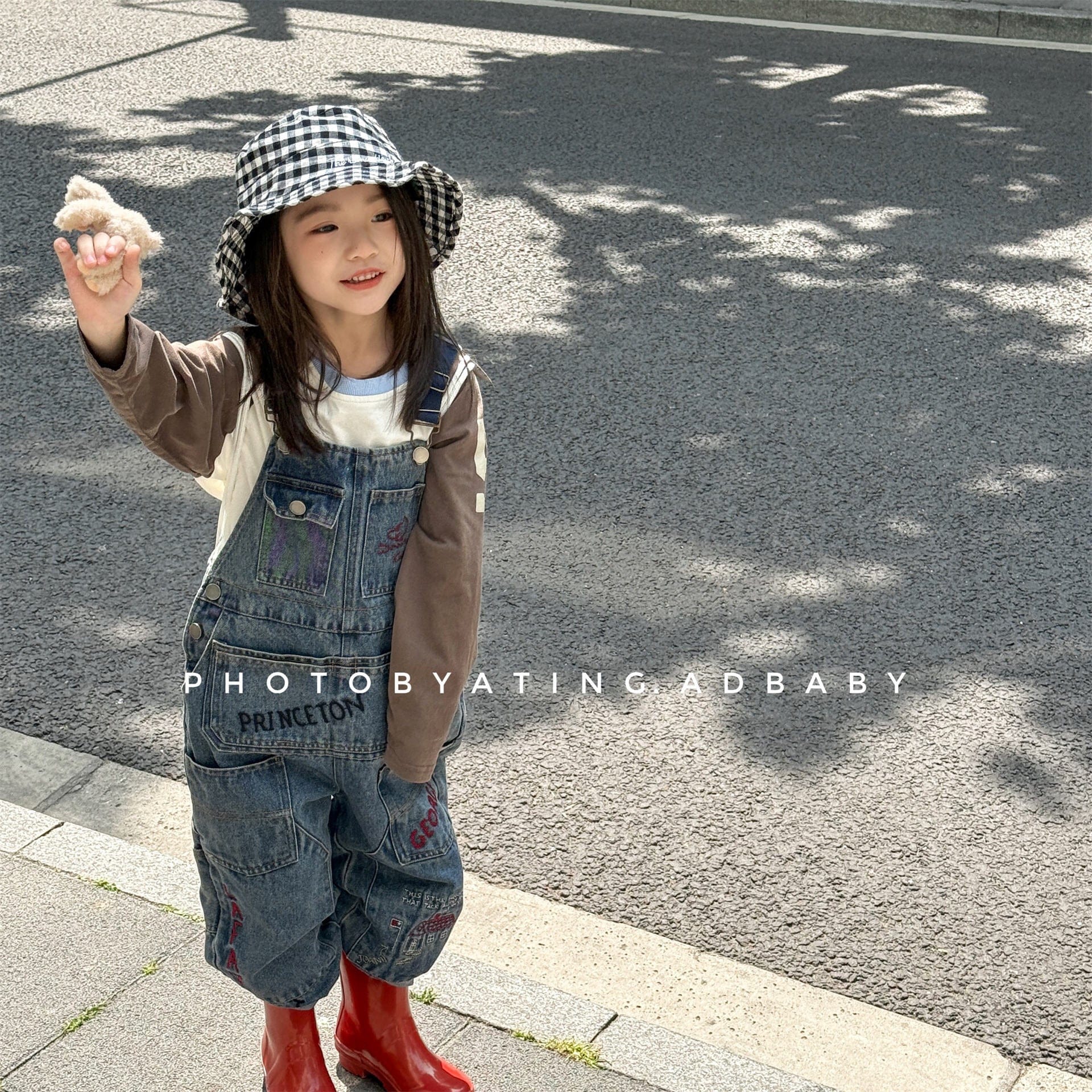 オーバーオール レターロゴ刺繍デニムオーバーオール サロペット【mh0010816】