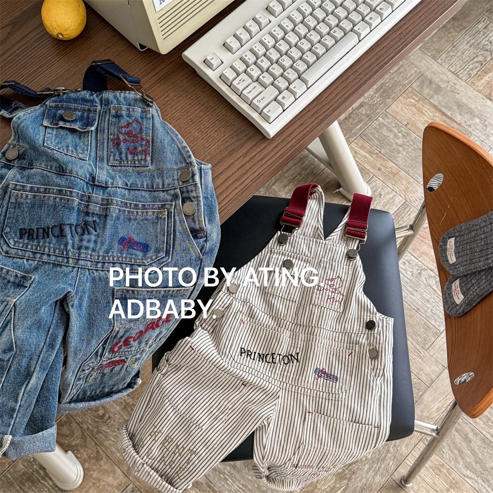 オーバーオール レターロゴ刺繍デニムオーバーオール サロペット【mh0010816】