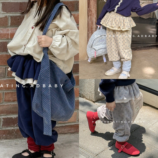 ロングパンツ・スウェットパンツ ビッグフリルスカート付きボアパンツ フリースパンツ【mh0010817】