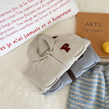 カーディガン・パーカー ワッペン付きジップアップニットカーディガンセーター【mh0010903】